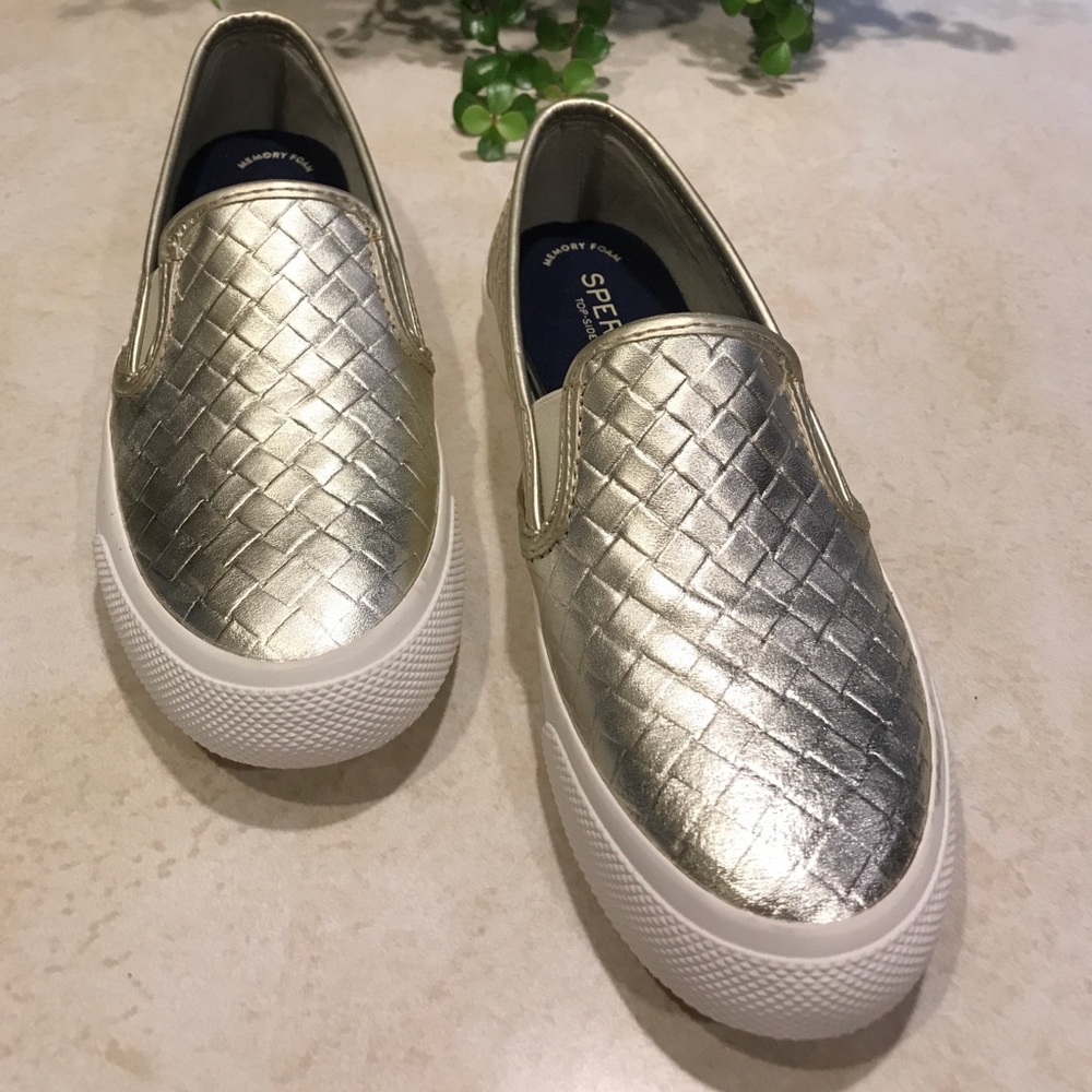 Sperry Gold Woven Slip-On Sneakers for Women